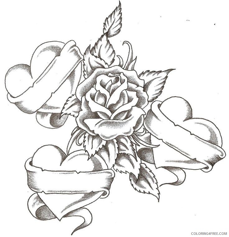 love and rose coloring pages for teens Coloring4free