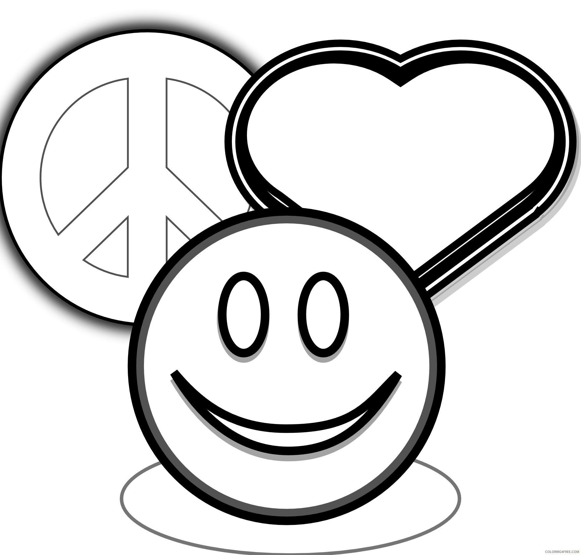 love coloring pages peace smiley Coloring4free