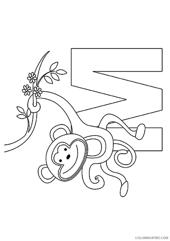 m for monkey coloring pages Coloring4free