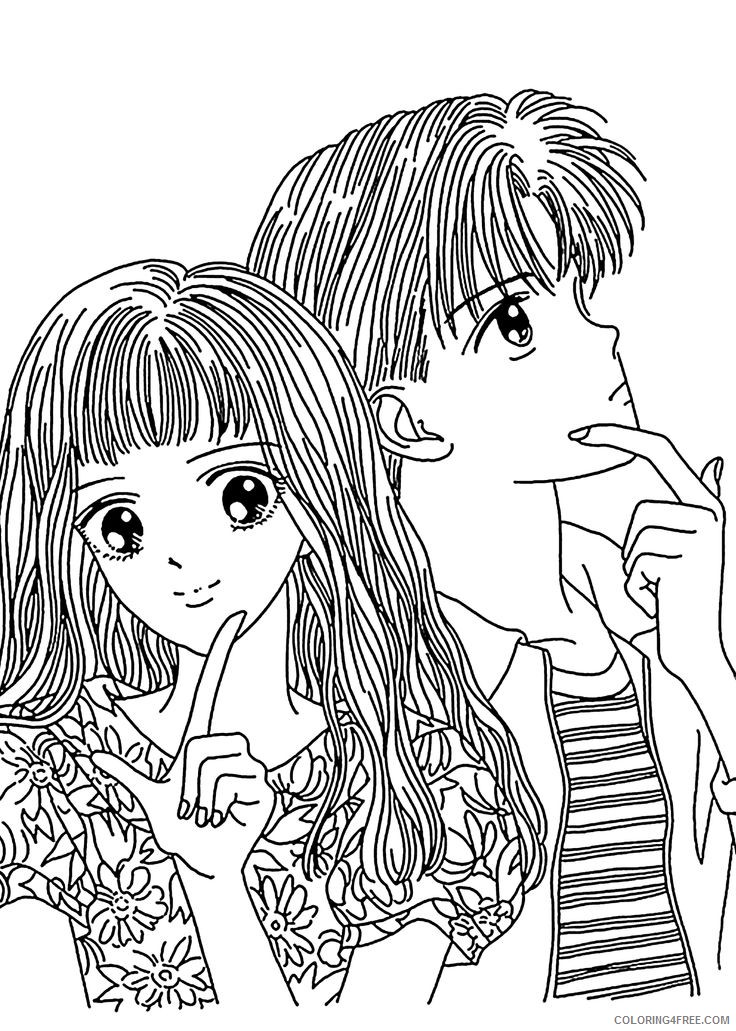 manga coloring pages couple Coloring4free