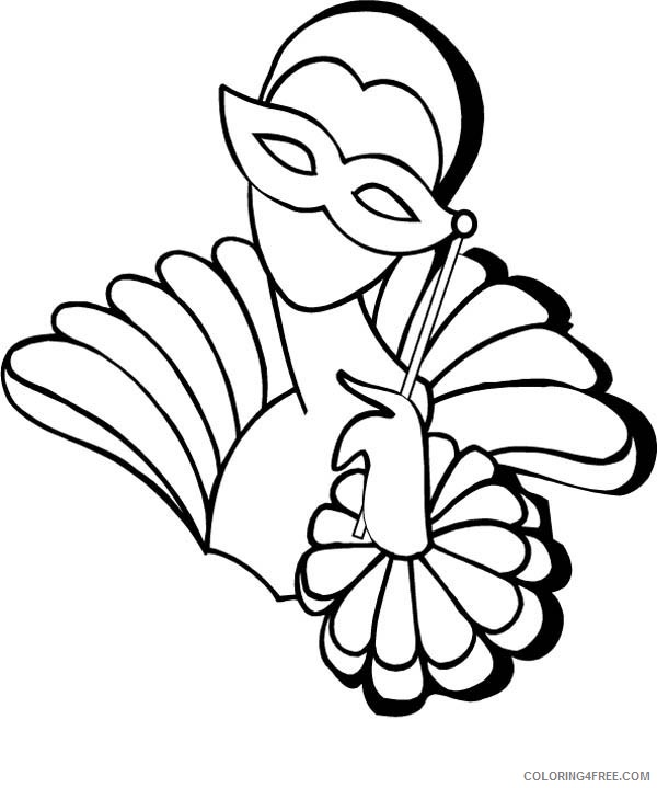 mardi gras coloring pages masked girl Coloring4free