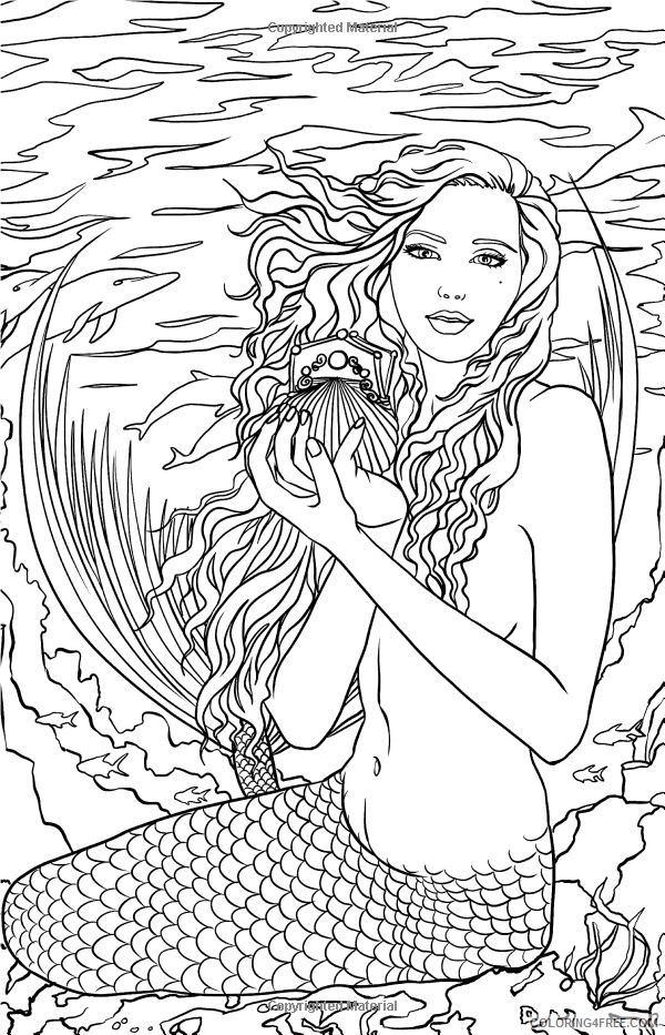 mermaid fantasy coloring pages for adults Coloring4free