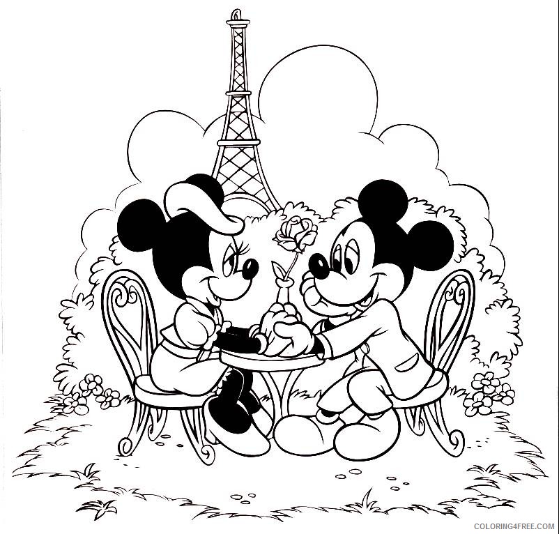 mickey minnie mouse coloring pages in paris Coloring4free