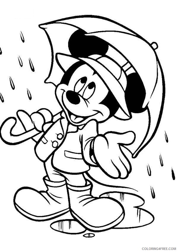 mickey mouse coloring pages umbrella rain Coloring4free