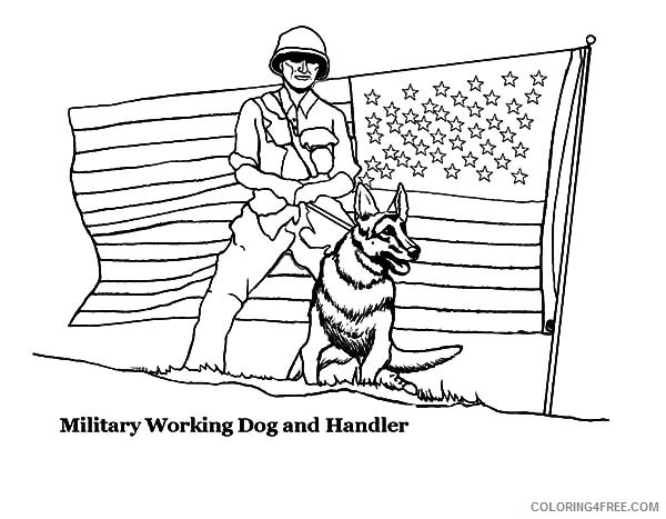 military coloring pages dog and handler Coloring4free