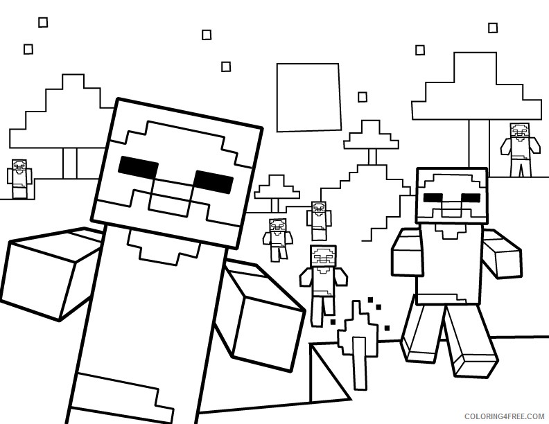 minecraft zombie coloring pages to print Coloring4free