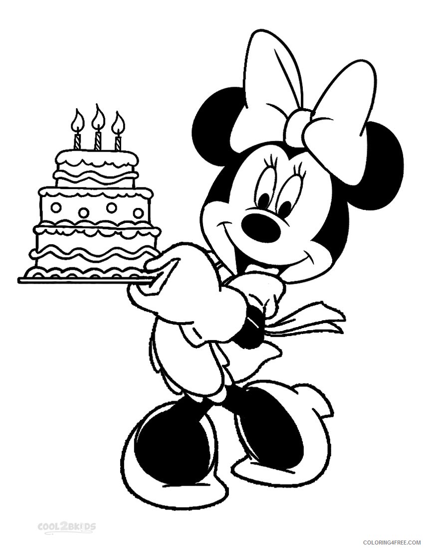 minnie mouse coloring pages birthday cake Coloring4free