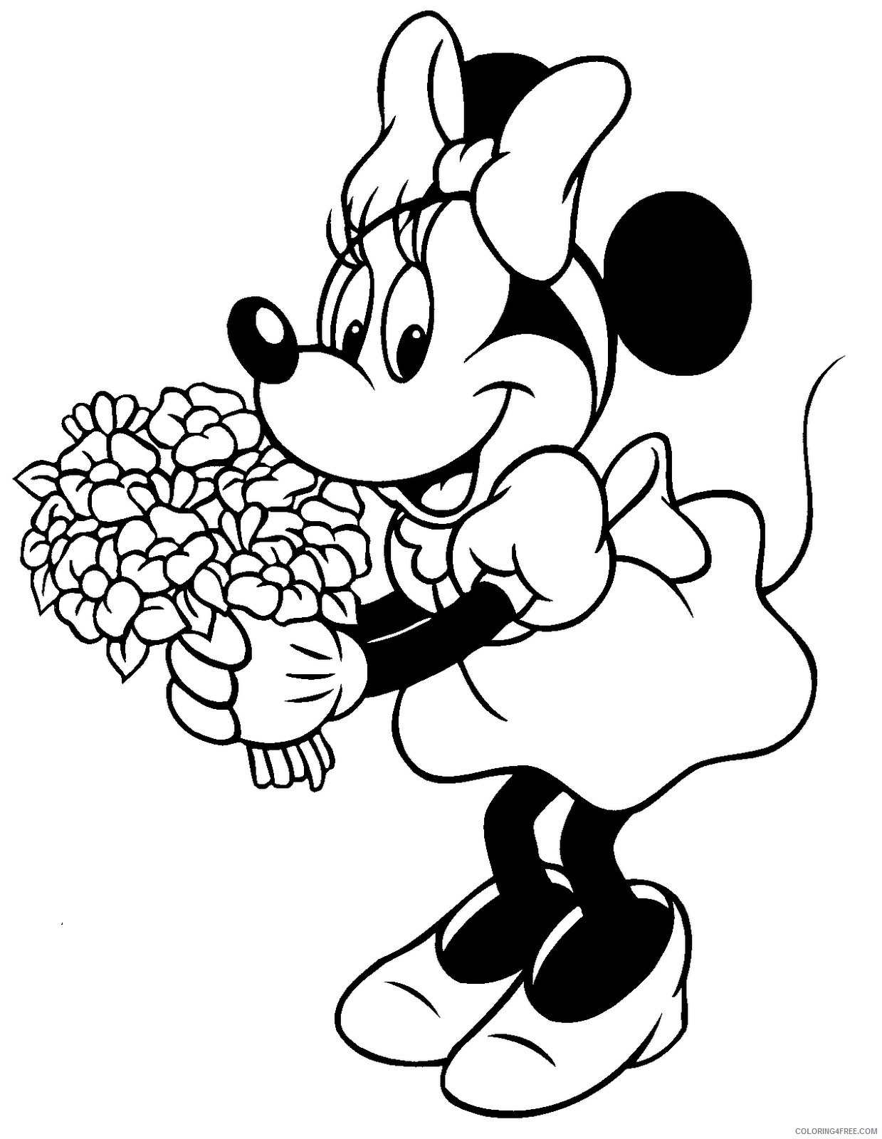 minnie mouse coloring pages flower bouquet Coloring4free