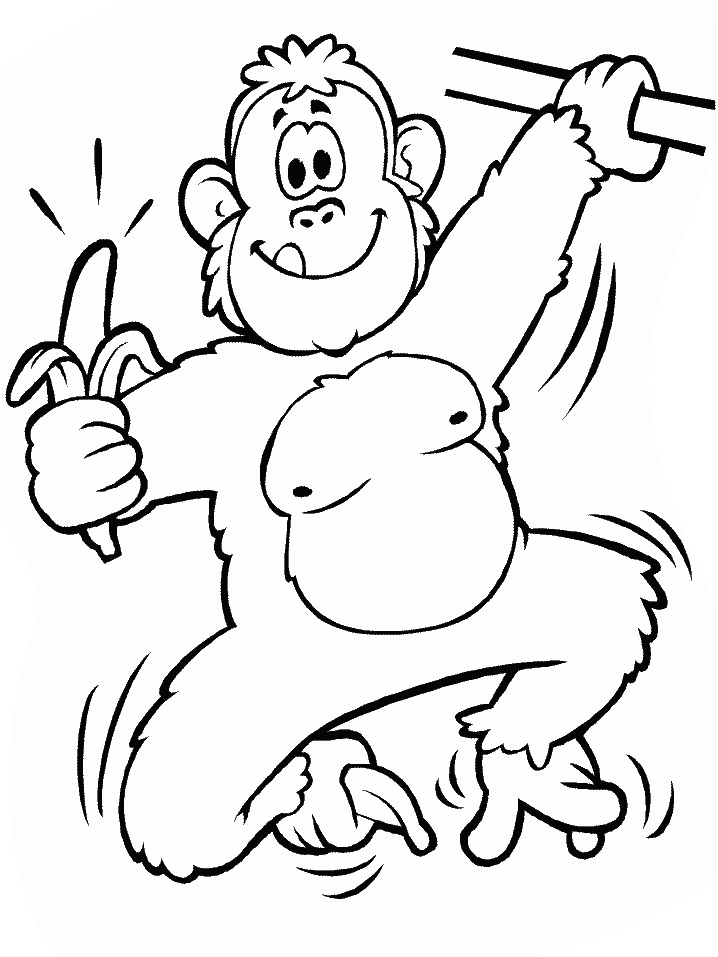 monkey coloring pages holding banana Coloring4free