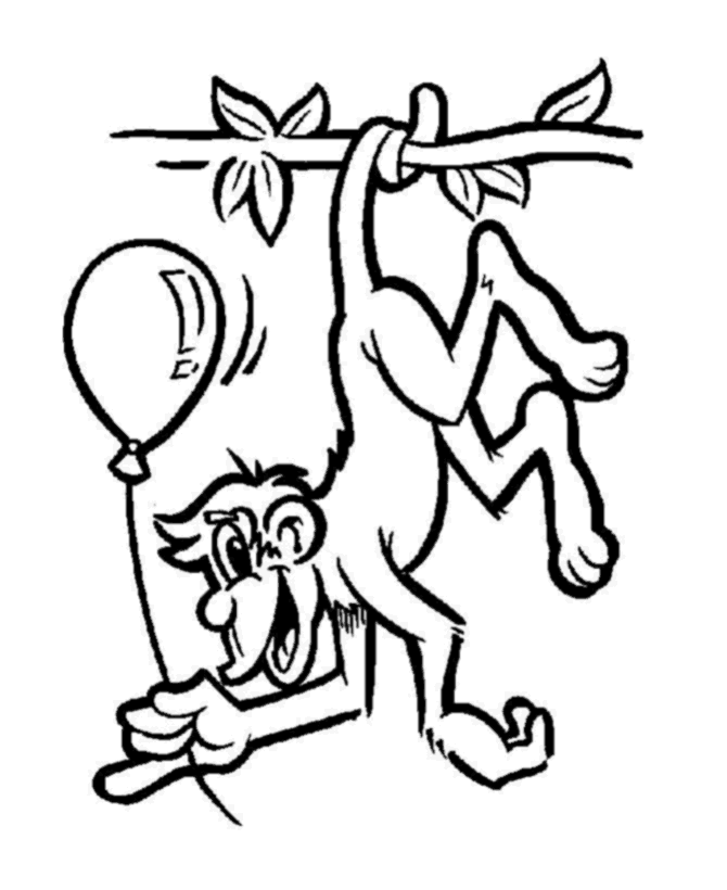 monkey coloring pages with balloon Coloring4free