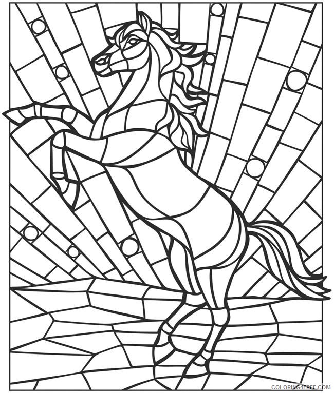 mosaic coloring pages horse Coloring4free
