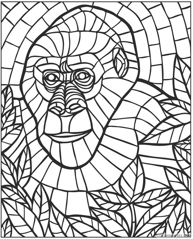 mosaic coloring pages monkey Coloring4free