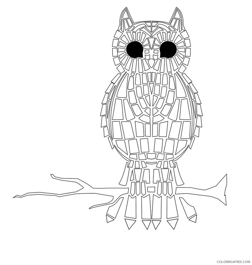 mosaic coloring pages owl Coloring4free