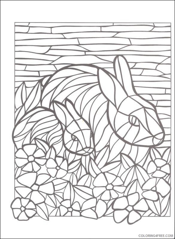 mosaic coloring pages rabbits Coloring4free