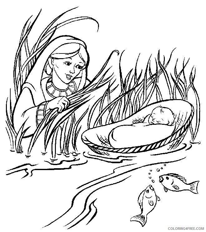 moses coloring pages and his mother Coloring4free