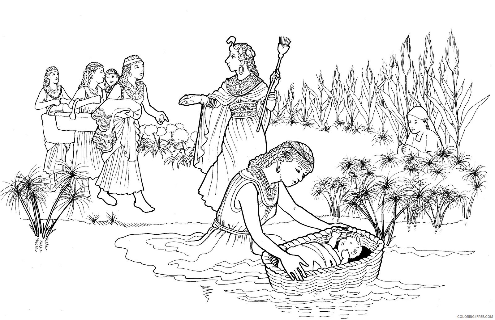 moses coloring pages and pharaohs daughter Coloring4free