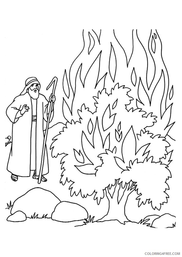 moses coloring pages and the burning bush Coloring4free