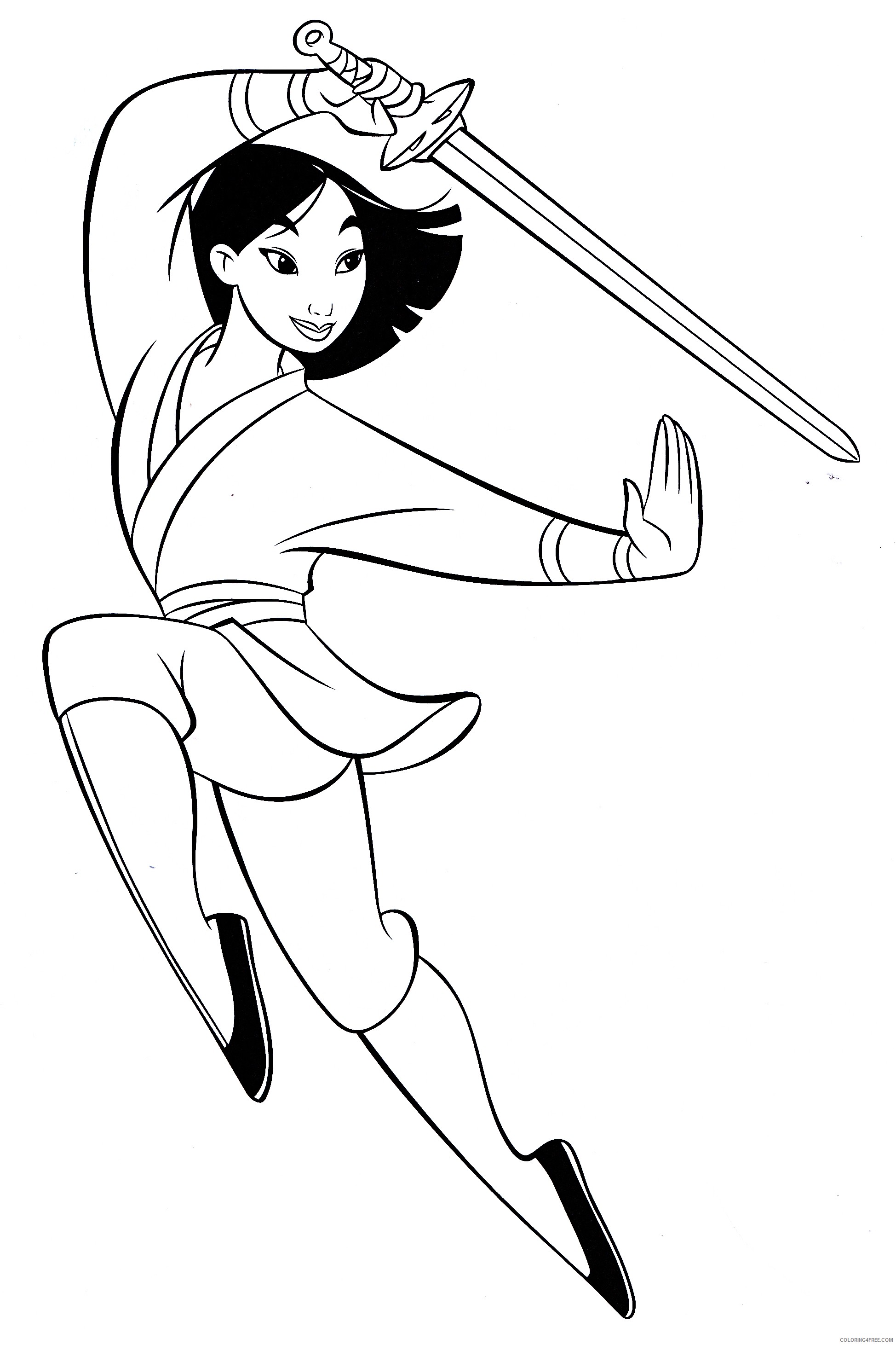 mulan coloring pages practicing sword Coloring4free