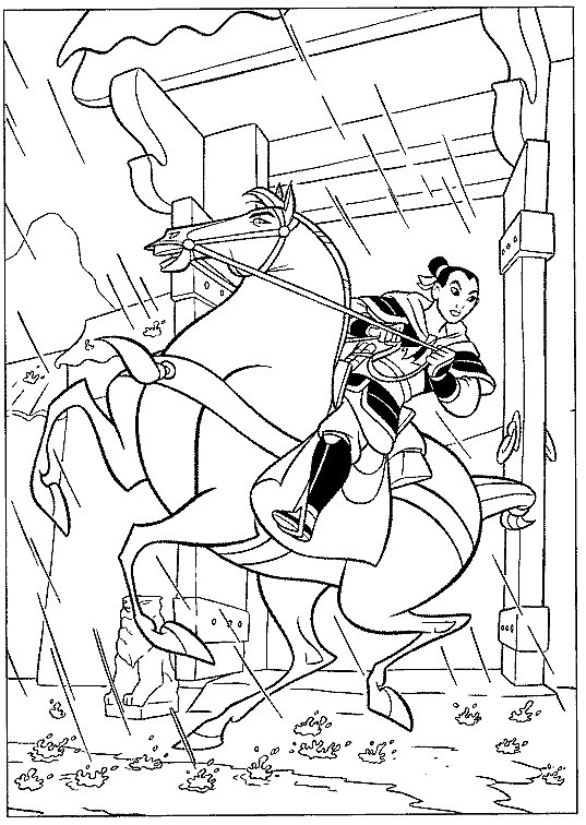 mulan coloring pages with khan Coloring4free