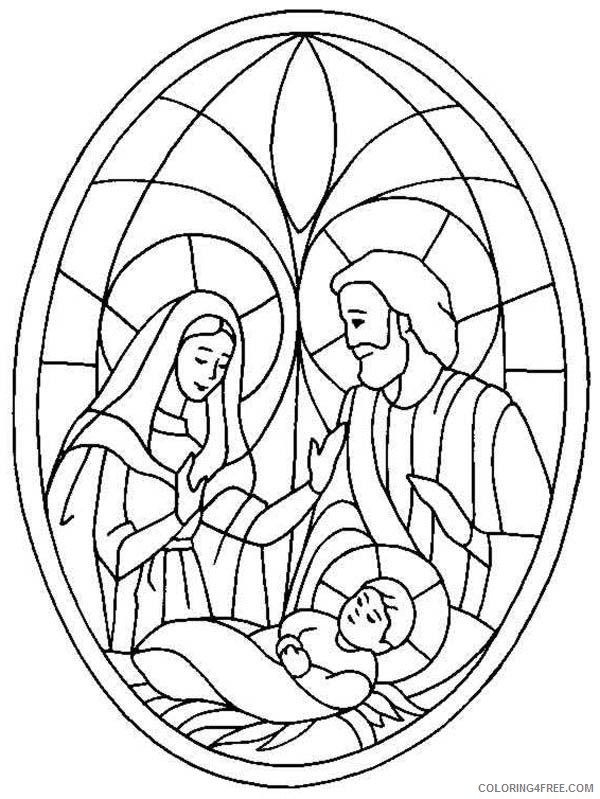 nativity coloring pages stained glass Coloring4free