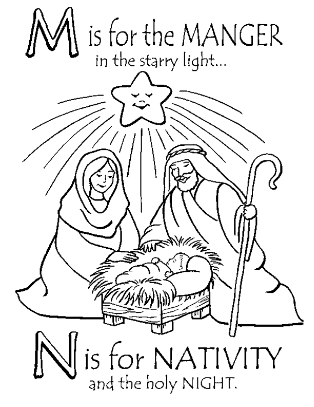 nativity coloring pages with quotes Coloring4free