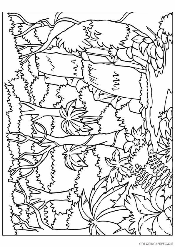 nature coloring pages forest waterfall Coloring4free