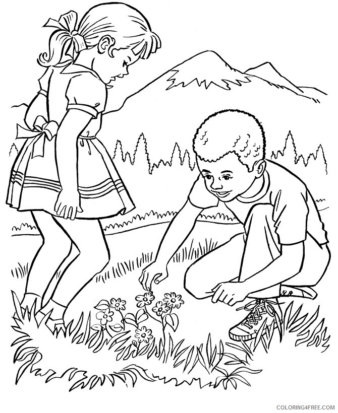 nature coloring pages kids in nature Coloring4free