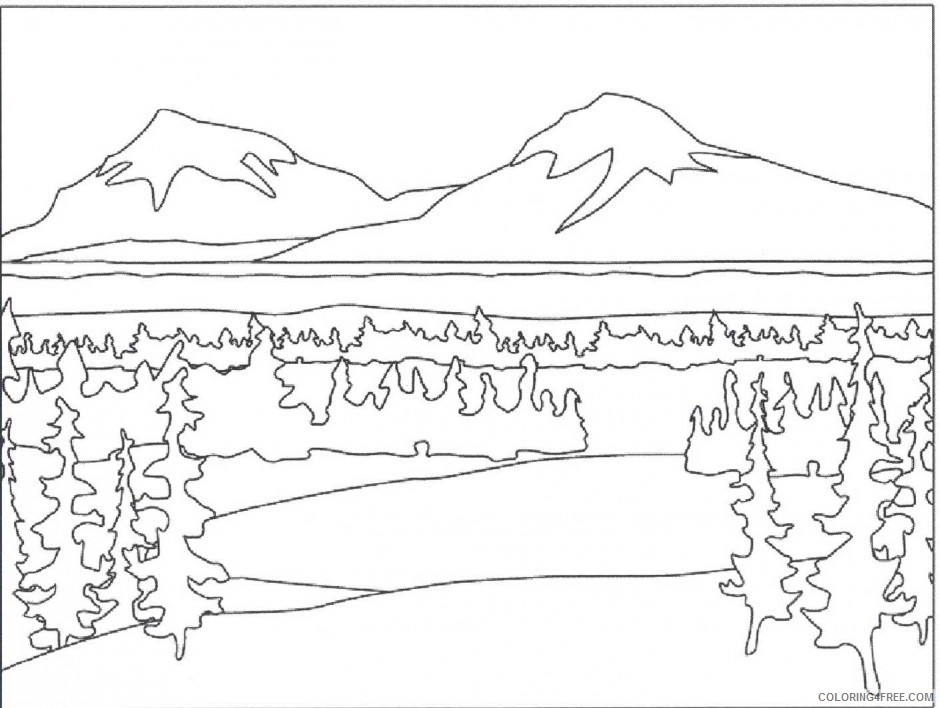 nature coloring pages mountain landscape Coloring4free