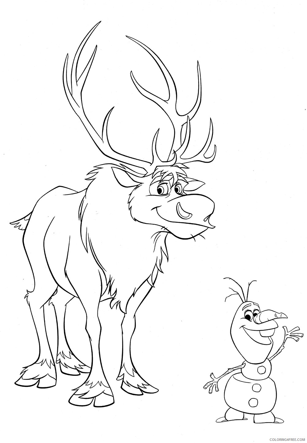 olaf coloring pages with sven Coloring4free