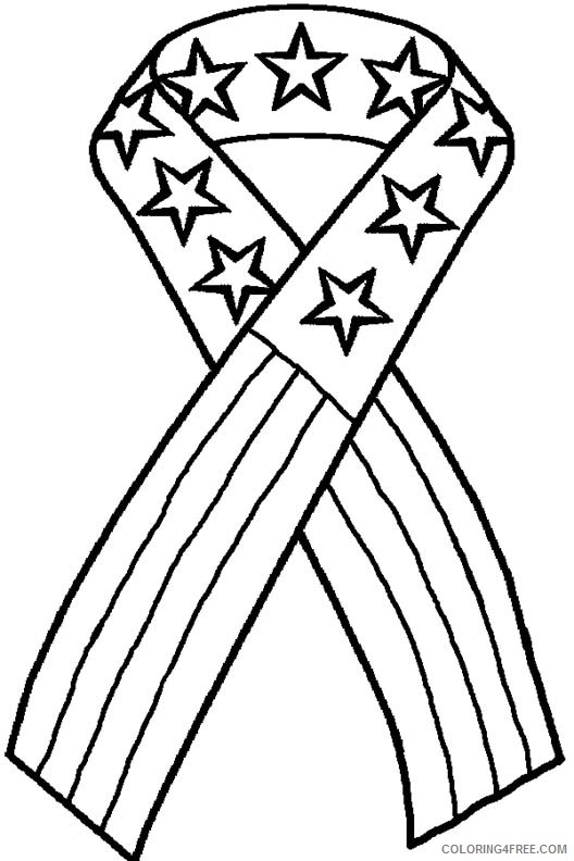 patriotic coloring pages american flag ribbon Coloring4free