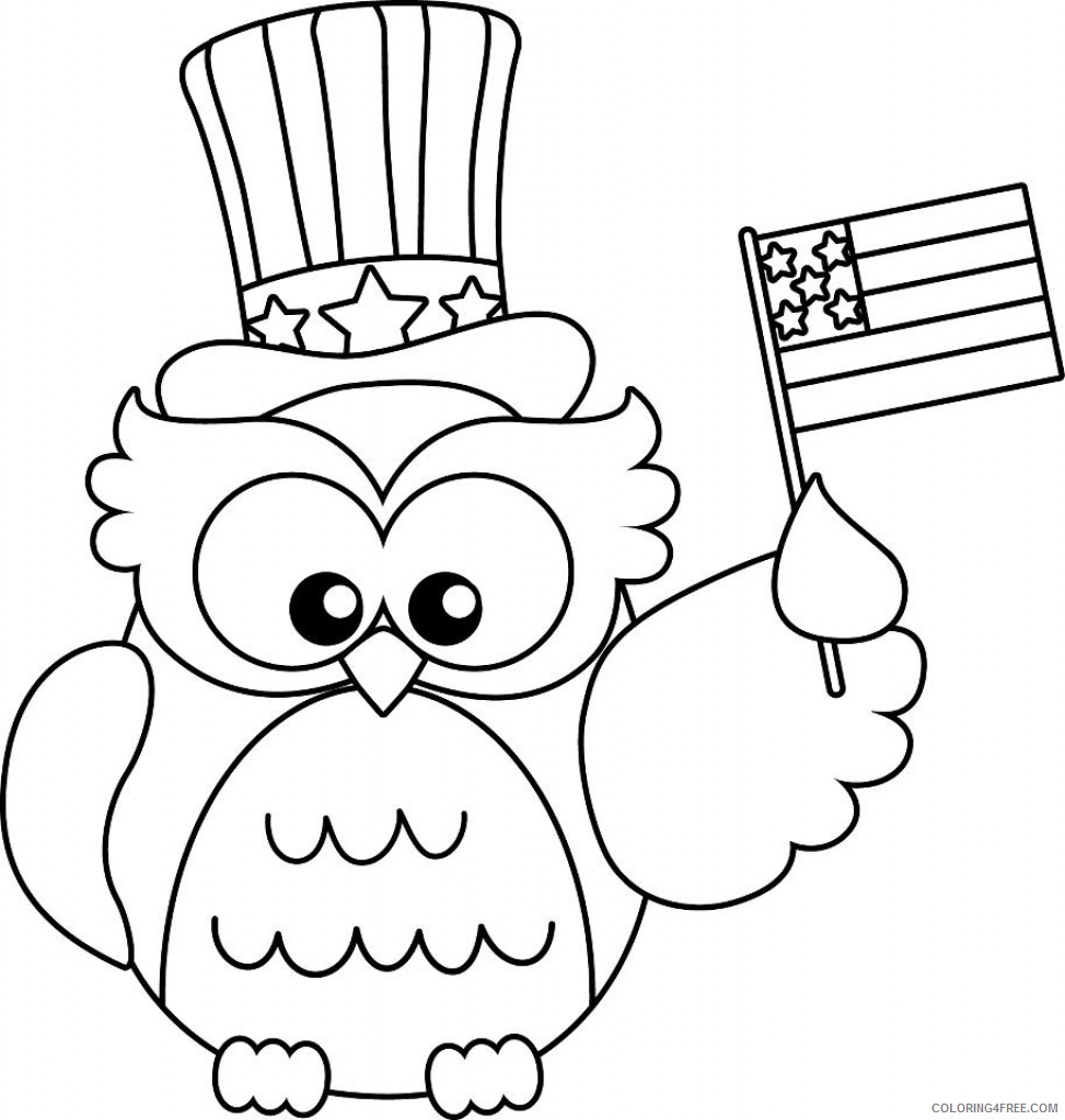 patriotic coloring pages cute owl Coloring4free