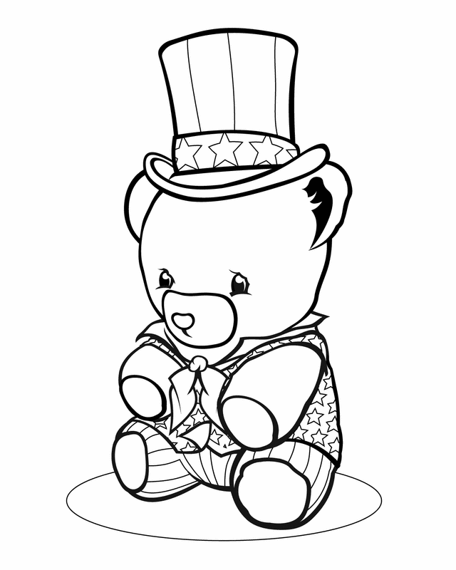 patriotic coloring pages teddy bear Coloring4free
