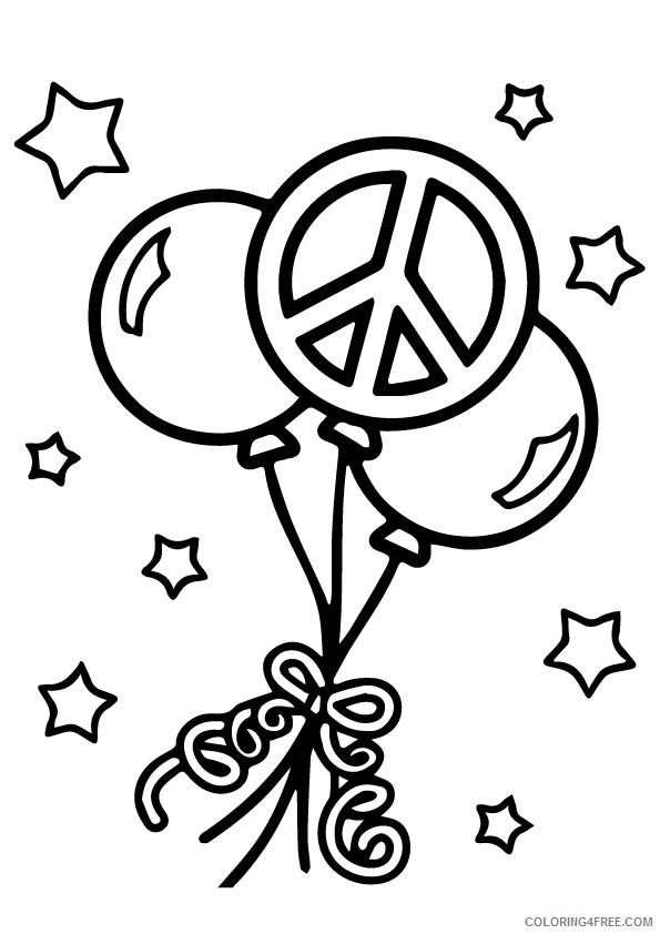 peace sign coloring pages balloons Coloring4free