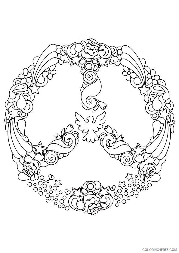 peace sign coloring pages for adults Coloring4free