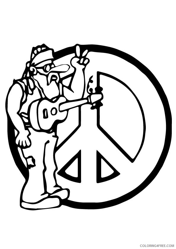 peace sign coloring pages music Coloring4free