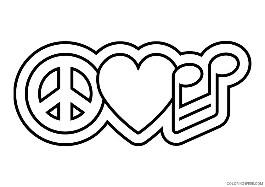 peace sign coloring pages peace heart music Coloring4free