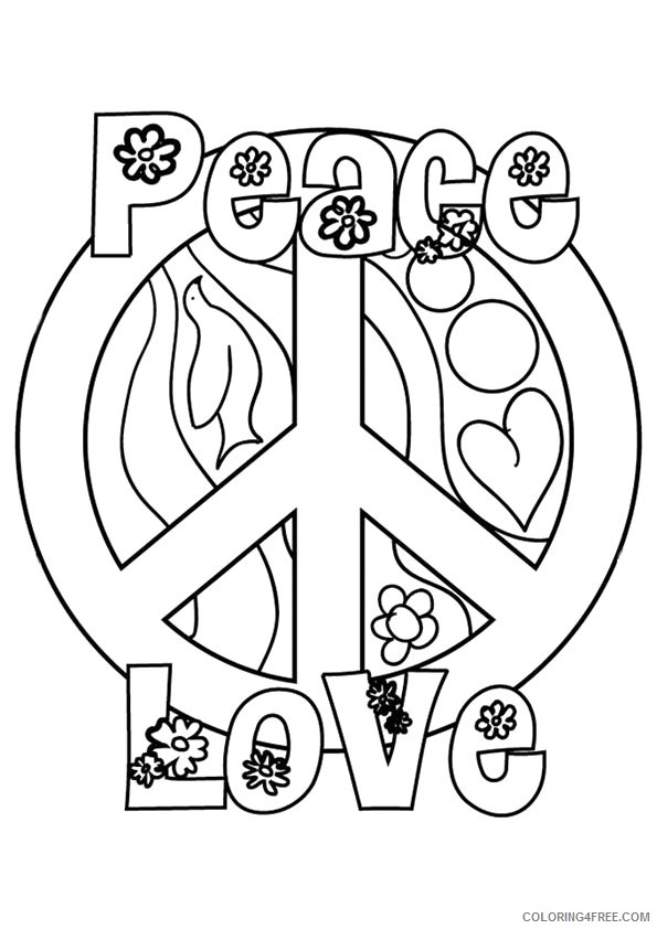 peace sign coloring pages peace love Coloring4free