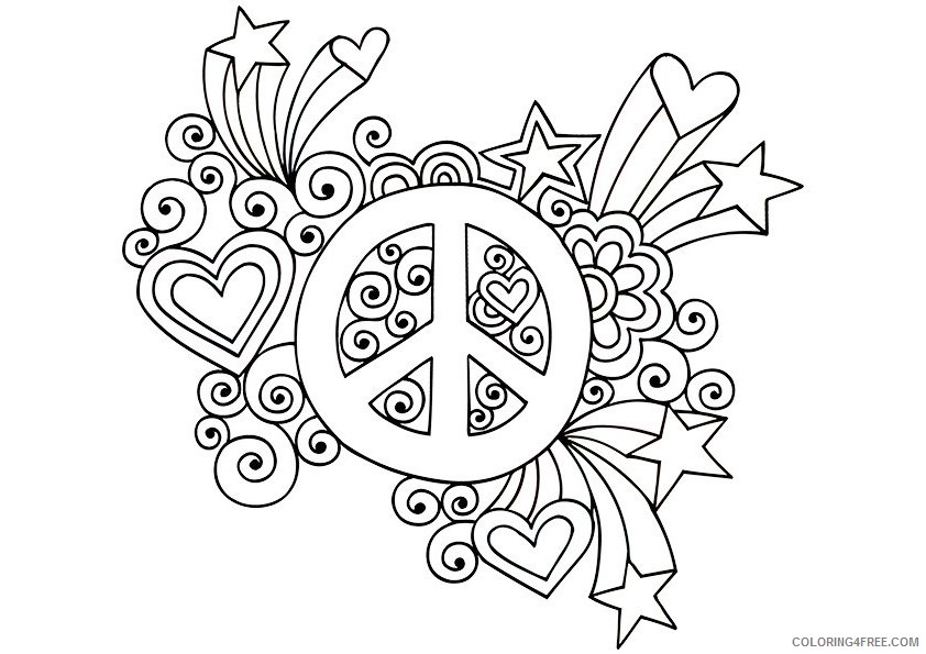 peace sign coloring pages printable Coloring4free