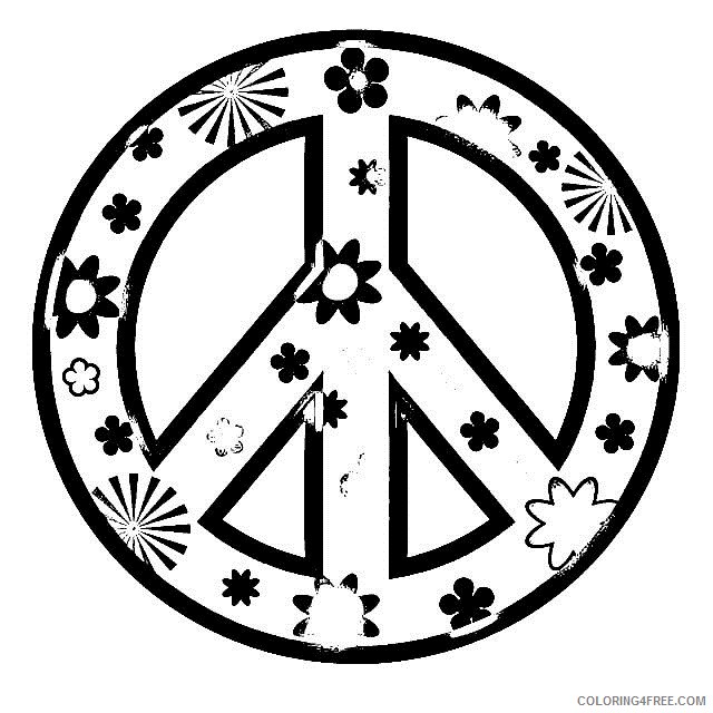 peace sign coloring pages to print Coloring4free