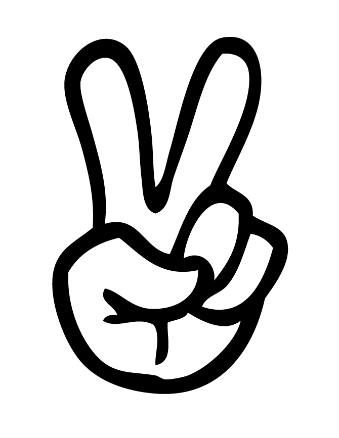 peace sign coloring pages v hand printable Coloring4free