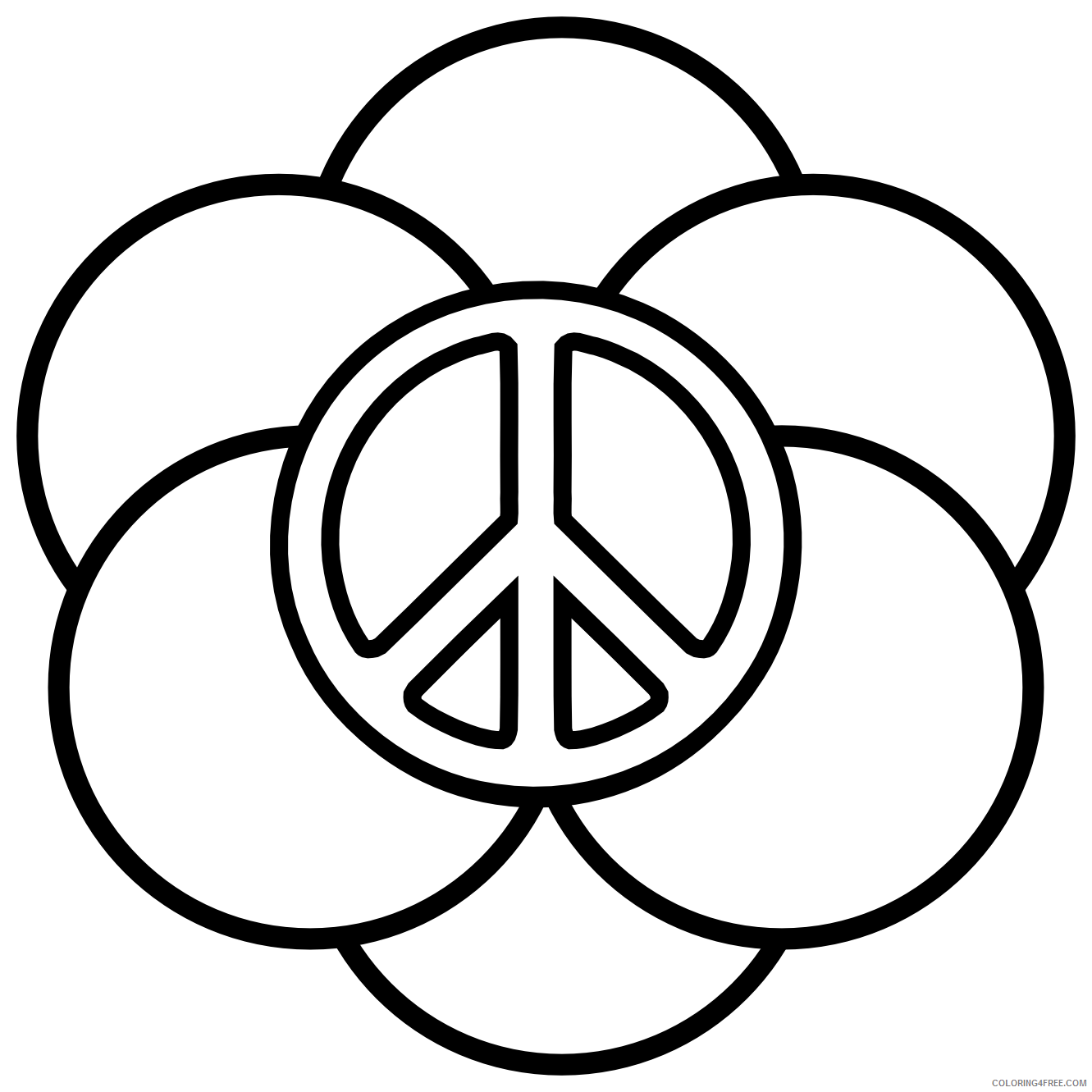 peace sign coloring pages with circles Coloring4free