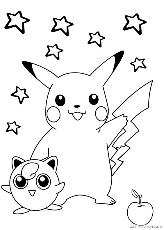pikachu coloring pages jigglypuff apple stars Coloring4free