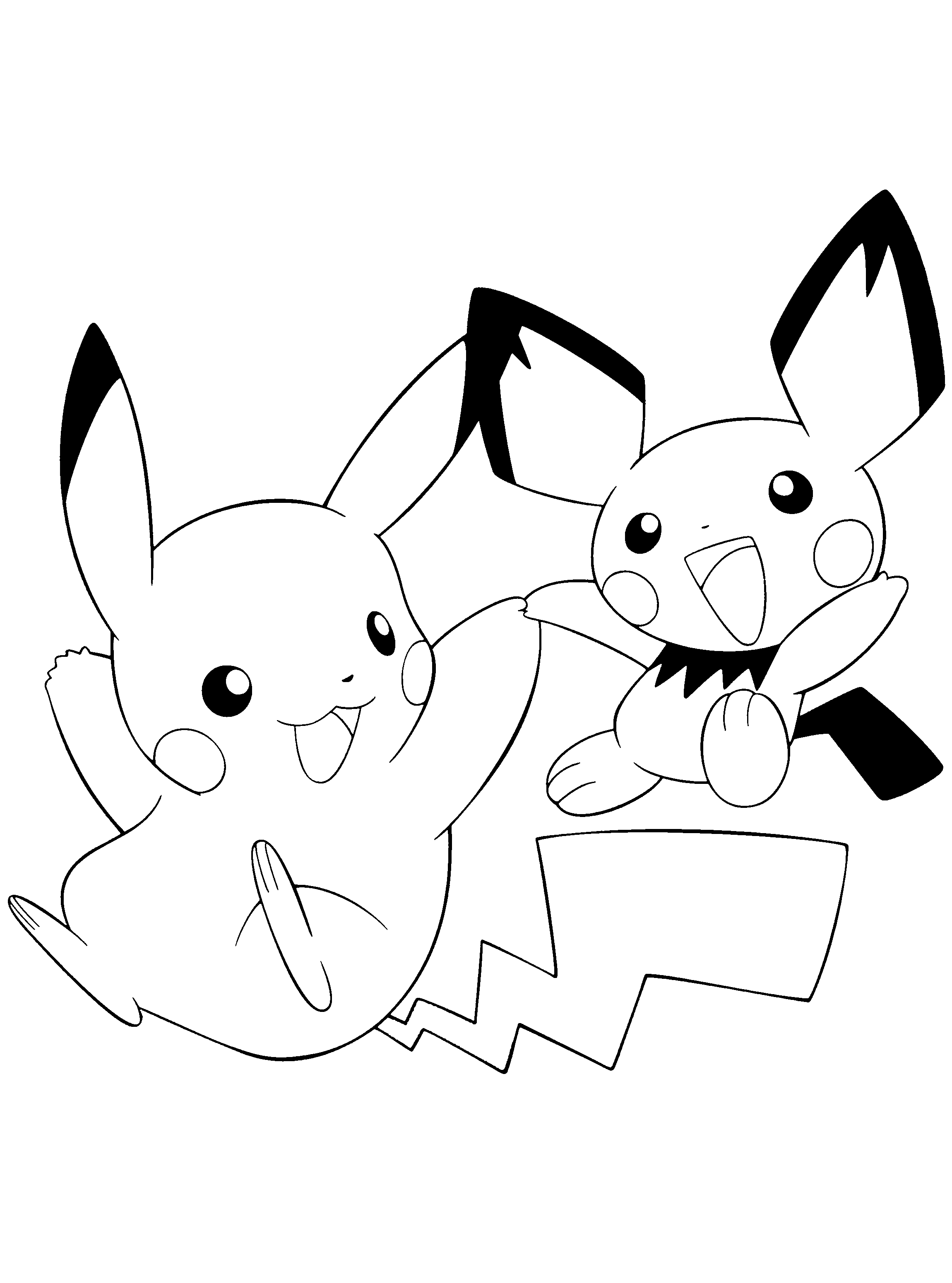pokemon coloring pages pichu and pikachu Coloring4free