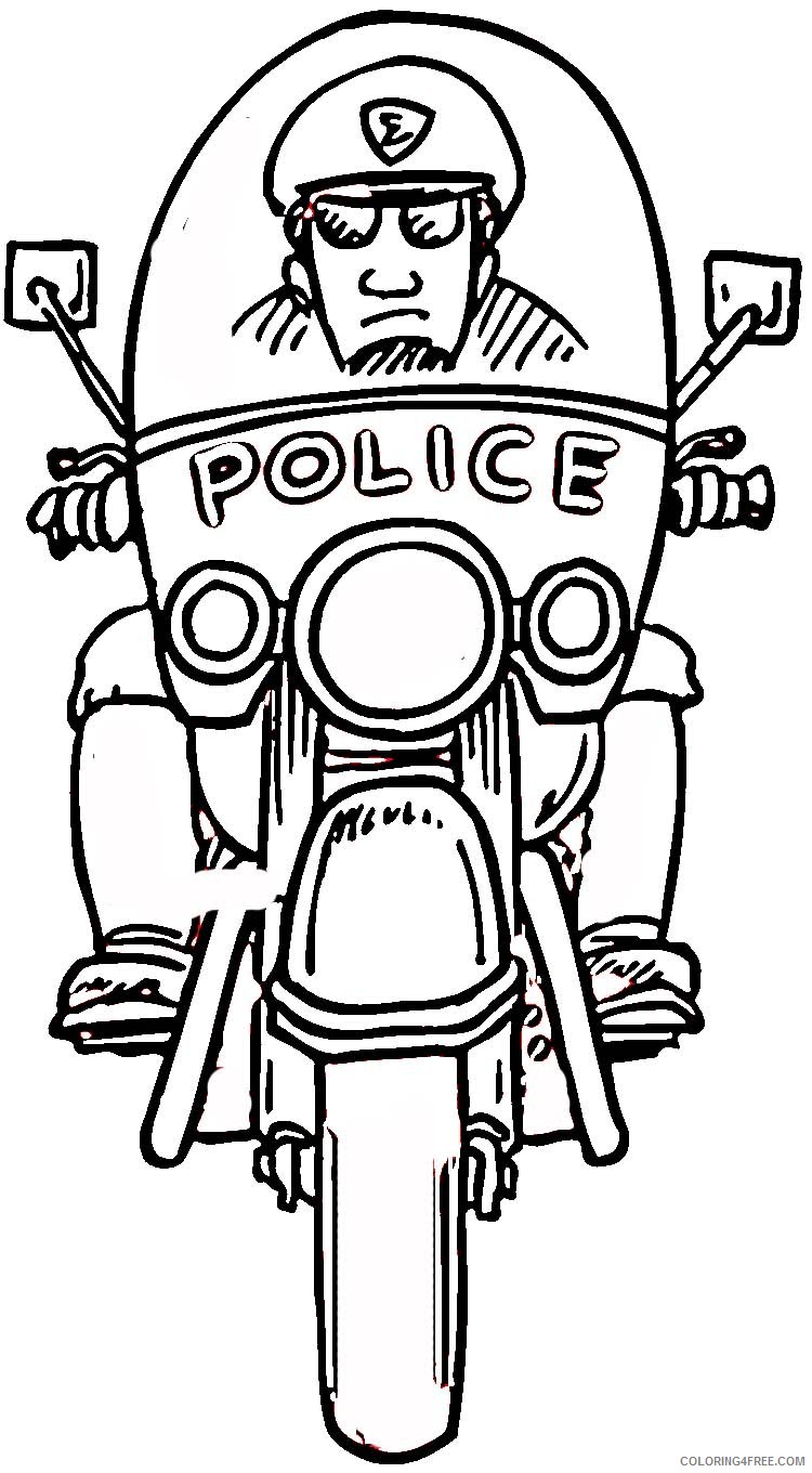 police coloring pages riding motorcycle Coloring4free