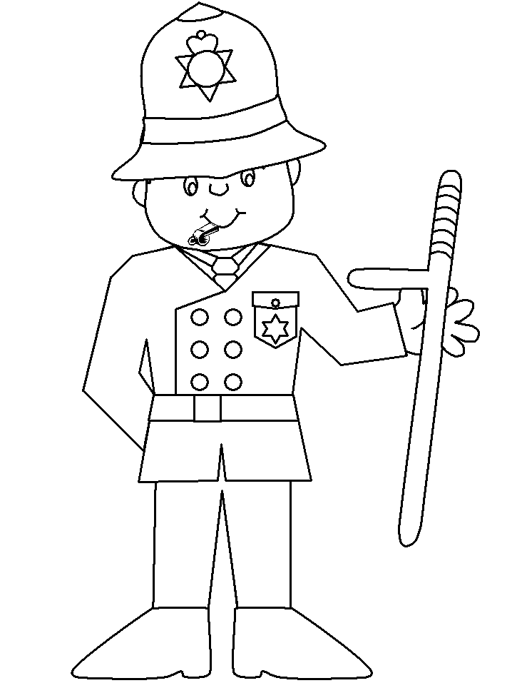 police coloring pages with his stick Coloring4free