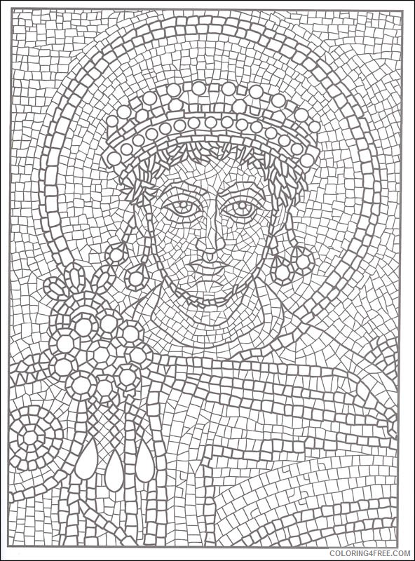 printable mosaic coloring pages for adults Coloring4free