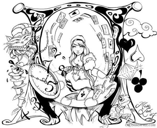 psychedelic coloring pages alice in wonderland Coloring4free