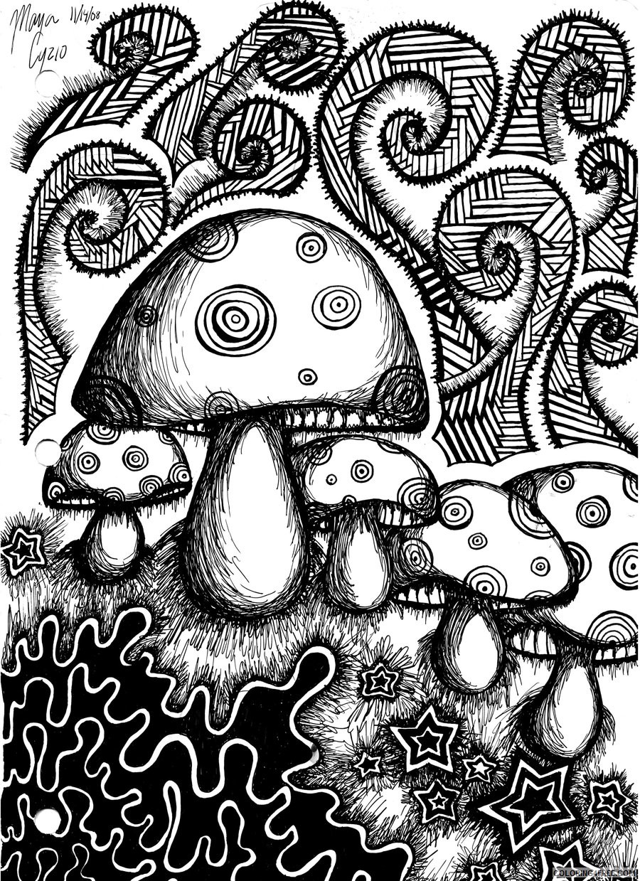psychedelic coloring pages mushroom Coloring4free