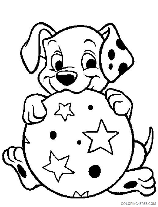 puppies coloring pages dalmatian playing ball Coloring4free