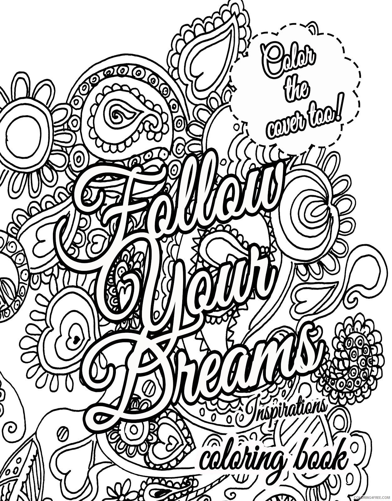 quote coloring pages about dream for adults Coloring4free